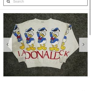 donald duck disney grey sweater - size medium
